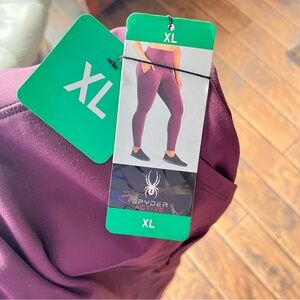 Spyder purple deep red-brown leggings with pockets, new, size XL
